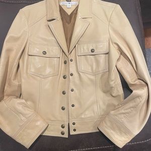Leather jacket, yellow beige color. Very soft leather. Excellent condition.